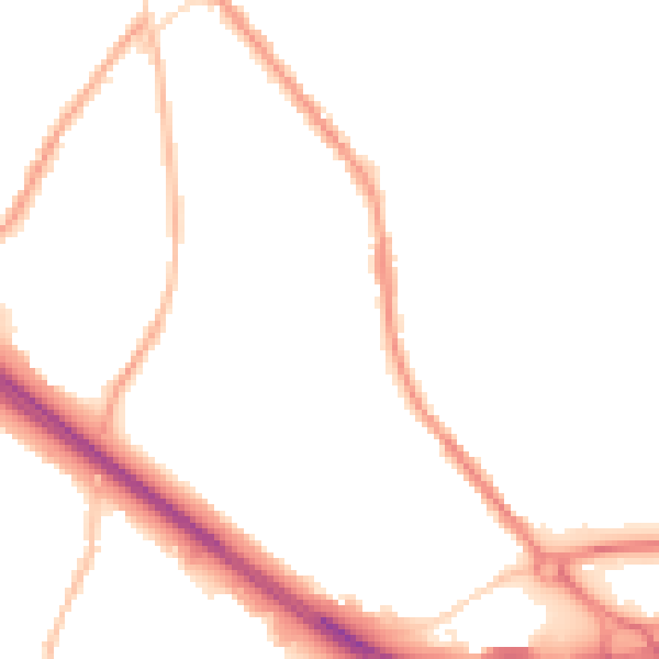 Night-time road noise heatmap for BB4 4BD