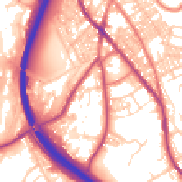 Daytime road noise heatmap for BB4 4BL