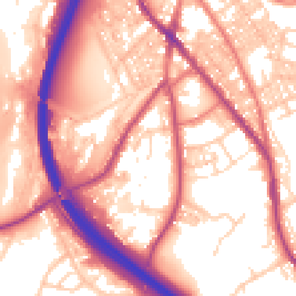 Daytime road noise heatmap for BB4 4BN