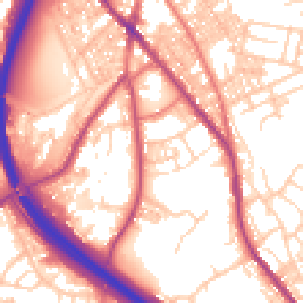 Daytime road noise heatmap for BB4 4BP