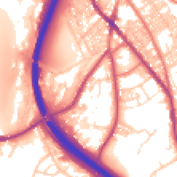 Daytime road noise heatmap for BB4 4BQ