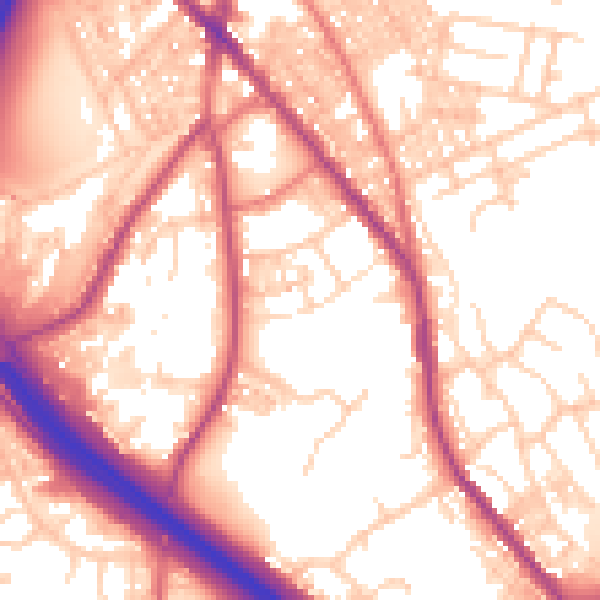 Daytime road noise heatmap for BB4 4BS