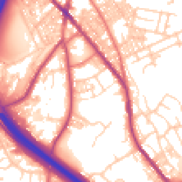 Daytime road noise heatmap for BB4 4BT