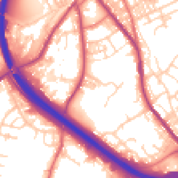 Daytime road noise heatmap for BB4 4BU