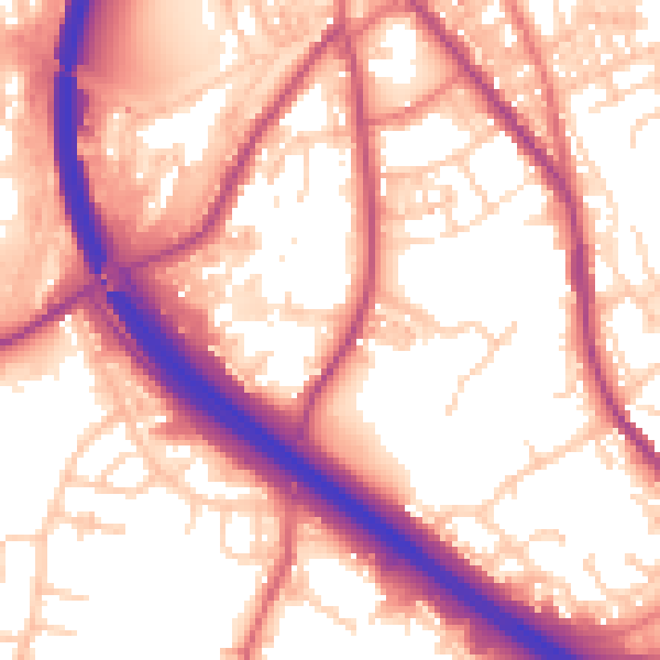 Daytime road noise heatmap for BB4 4BW