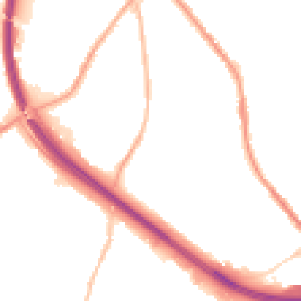 Night-time road noise heatmap for BB4 4BY