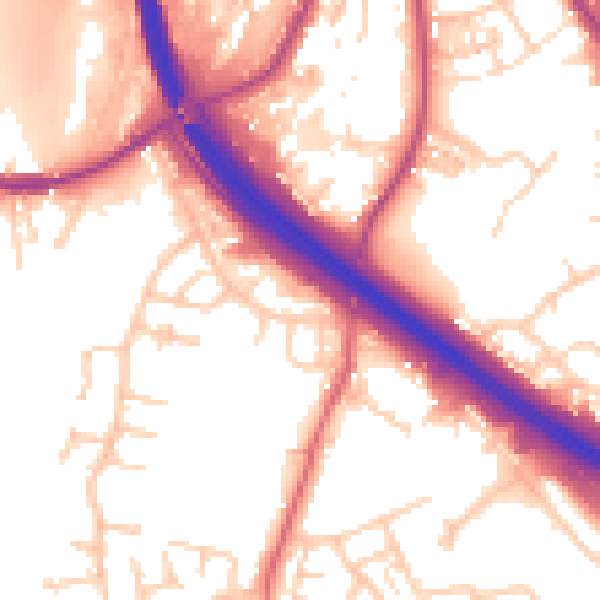 Daytime road noise heatmap for BB4 4DA