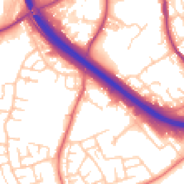 Daytime road noise heatmap for BB4 4DB