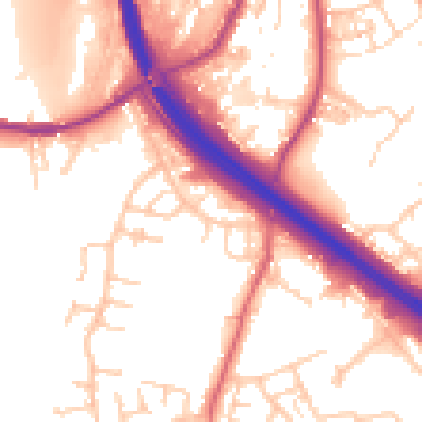 Daytime road noise heatmap for BB4 4DD