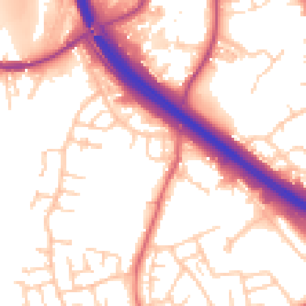 Daytime road noise heatmap for BB4 4DF