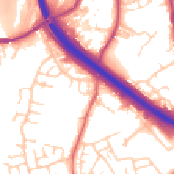 Daytime road noise heatmap for BB4 4DG