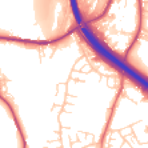 Daytime road noise heatmap for BB4 4DH