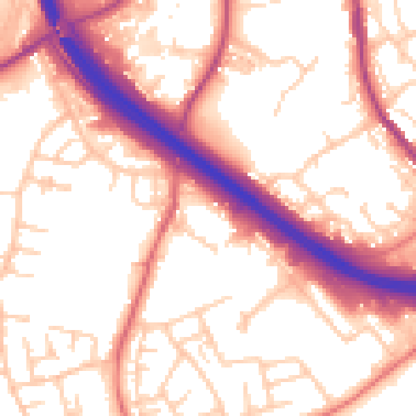 Daytime road noise heatmap for BB4 4DL