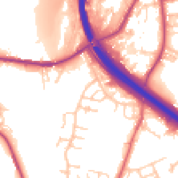 Daytime road noise heatmap for BB4 4DQ