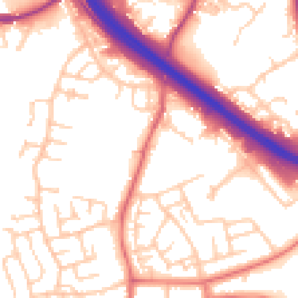 Daytime road noise heatmap for BB4 4DR