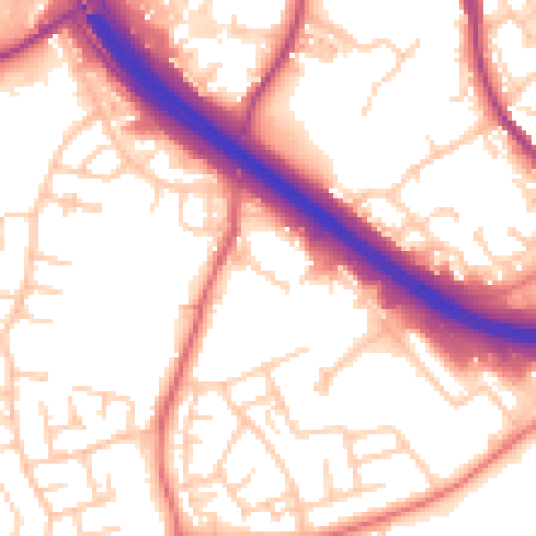 Daytime road noise heatmap for BB4 4DS