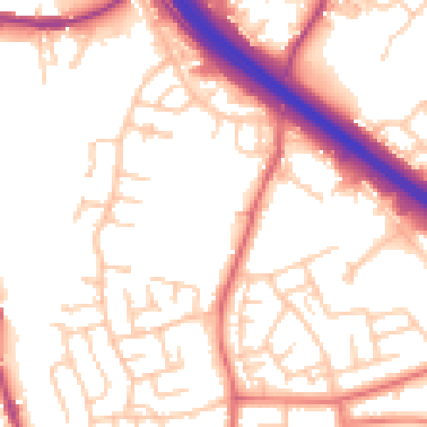 Daytime road noise heatmap for BB4 4DW