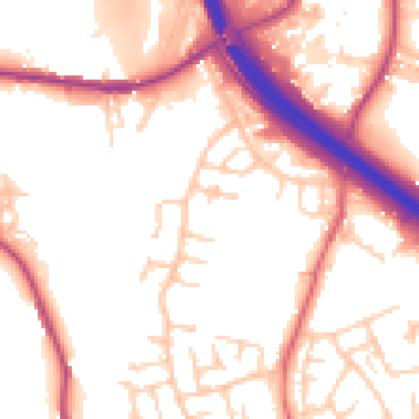 Daytime road noise heatmap for BB4 4DY