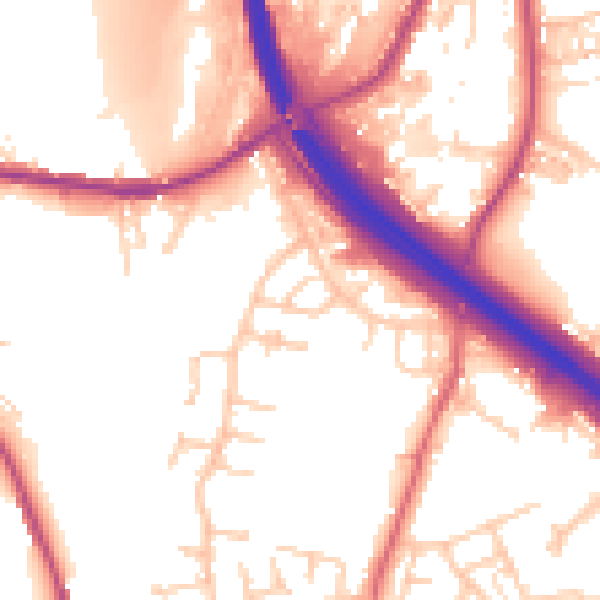 Daytime road noise heatmap for BB4 4EA