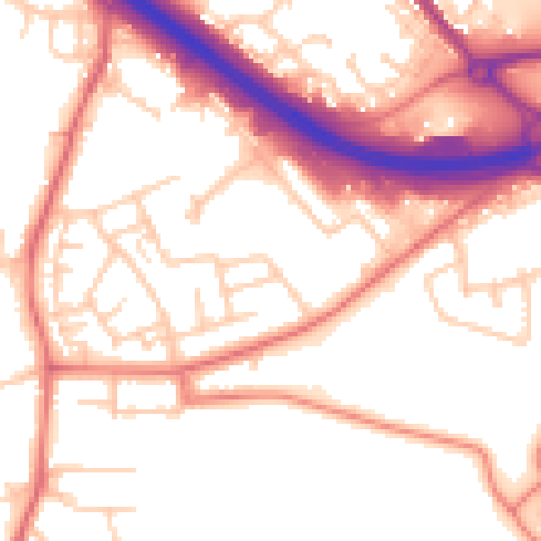 Daytime road noise heatmap for BB4 4EL