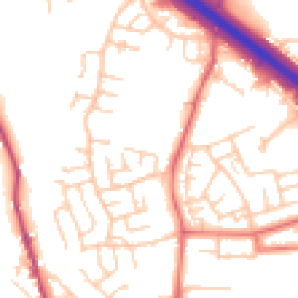 Daytime road noise heatmap for BB4 4JB