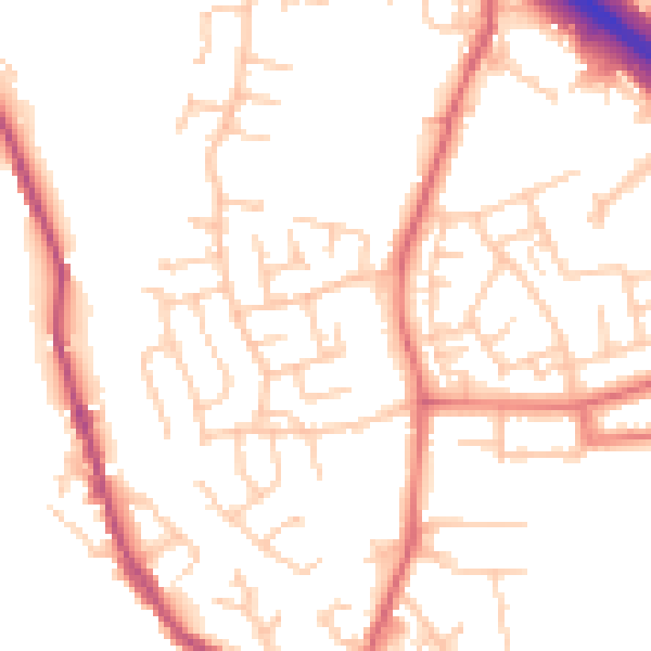 Daytime road noise heatmap for BB4 4JE