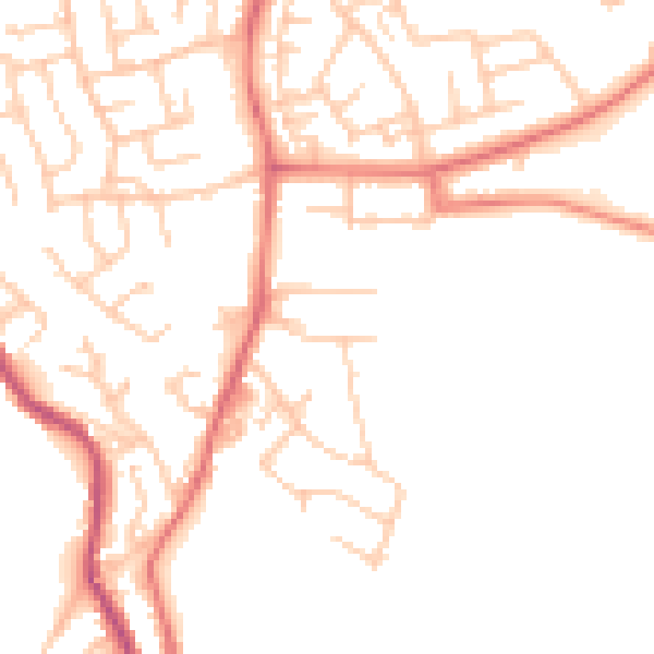 Daytime road noise heatmap for BB4 4JY