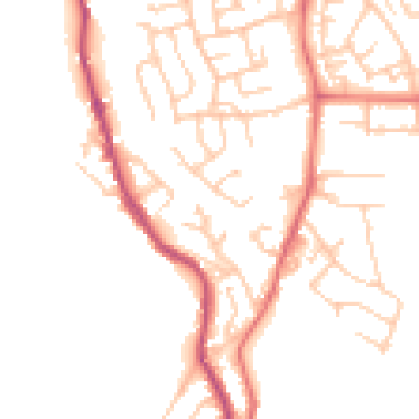 Daytime road noise heatmap for BB4 4NN