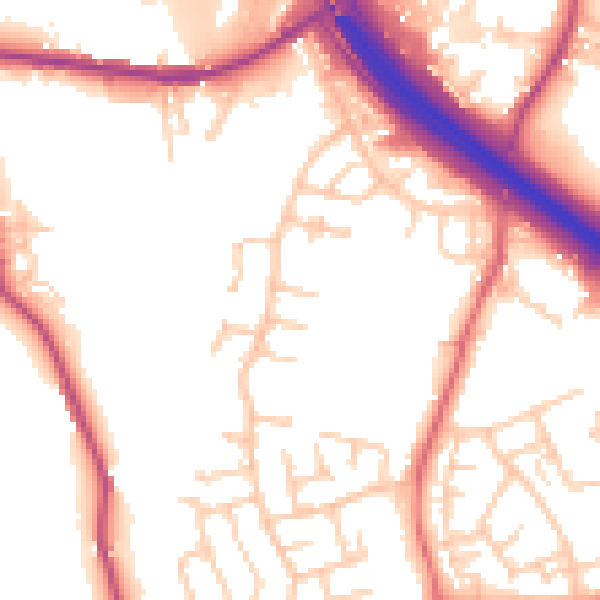 Daytime road noise heatmap for BB4 4RB