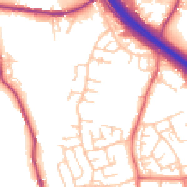 Daytime road noise heatmap for BB4 4RD