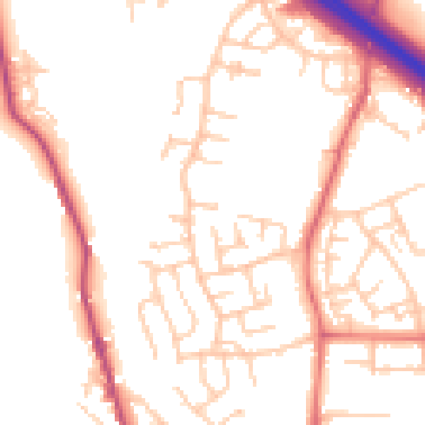 Daytime road noise heatmap for BB4 4RF