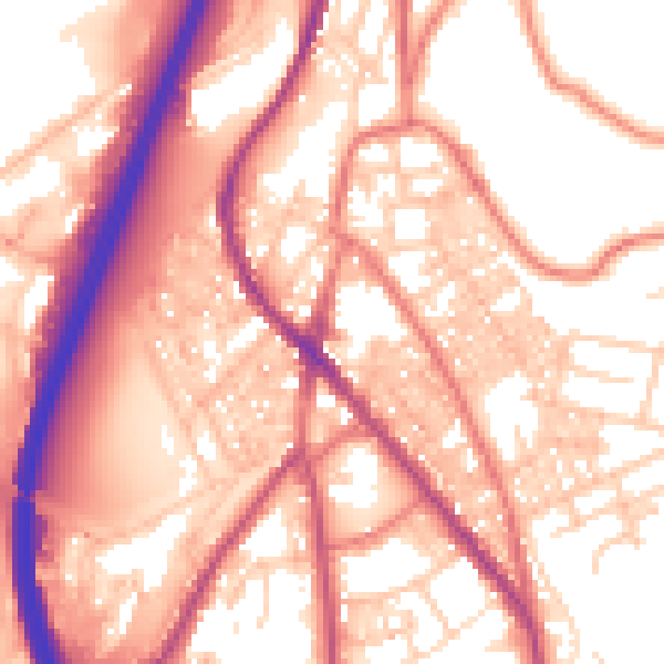 Daytime road noise heatmap for BB4 5AH
