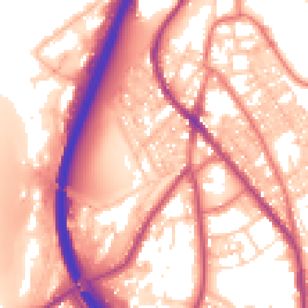 Daytime road noise heatmap for BB4 5DY