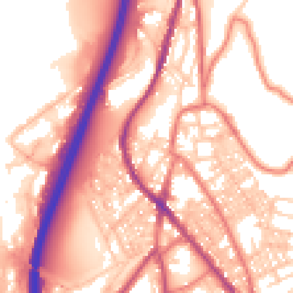 Daytime road noise heatmap for BB4 5HQ