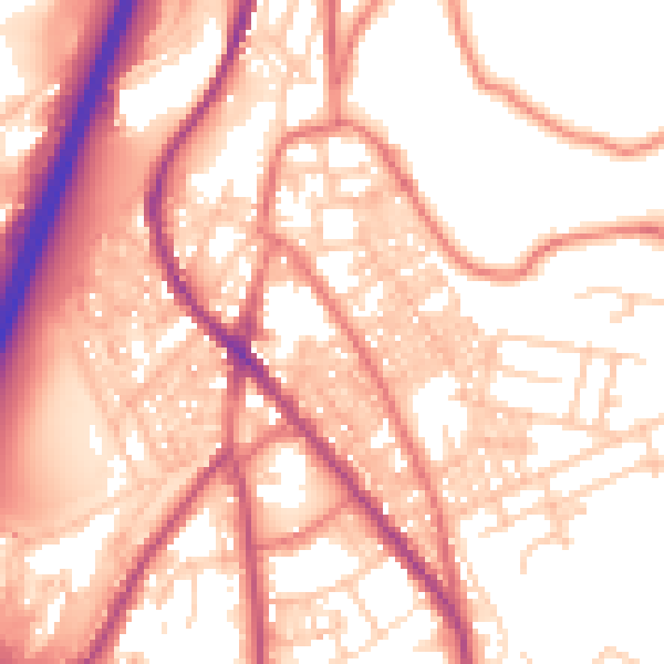 Daytime road noise heatmap for BB4 5LH