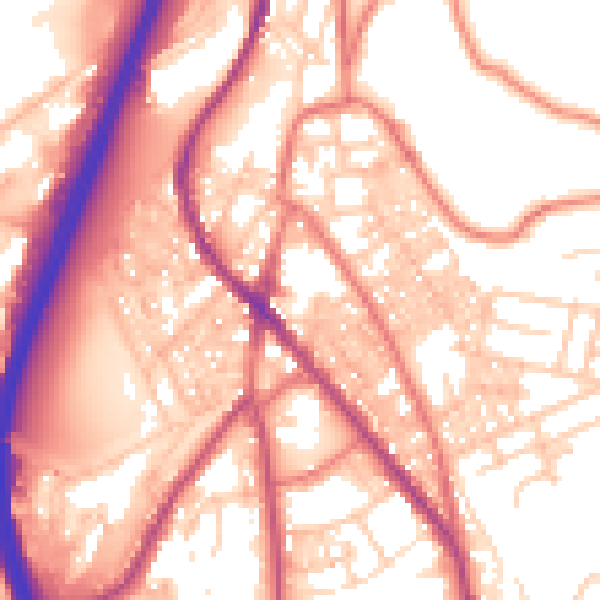 Daytime road noise heatmap for BB4 5LJ