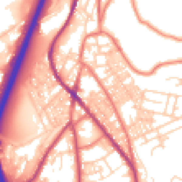 Daytime road noise heatmap for BB4 5LN