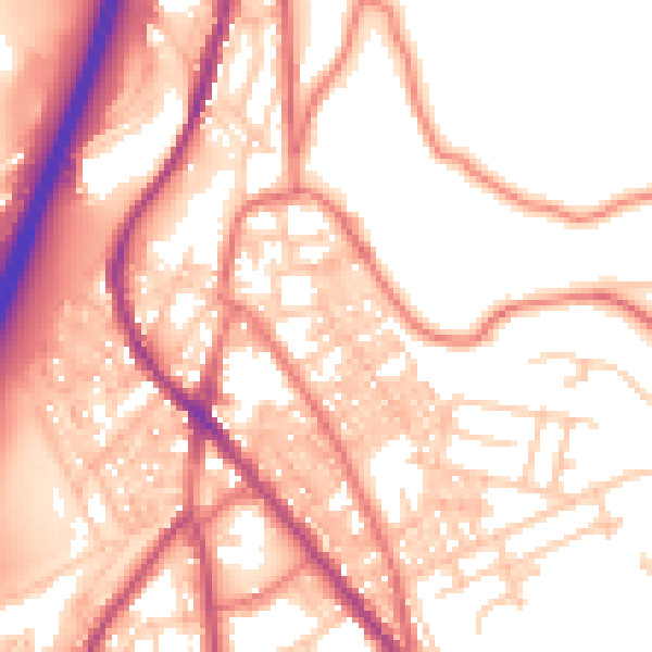 Daytime road noise heatmap for BB4 5LP