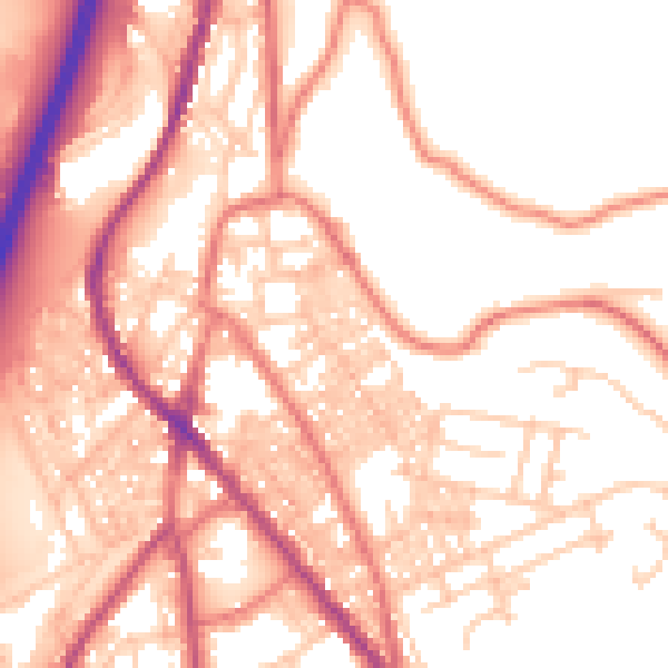 Daytime road noise heatmap for BB4 5LW