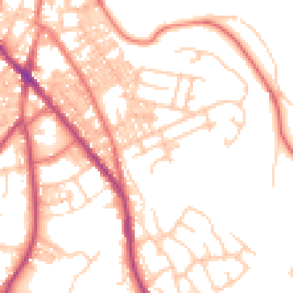 Daytime road noise heatmap for BB4 5NS