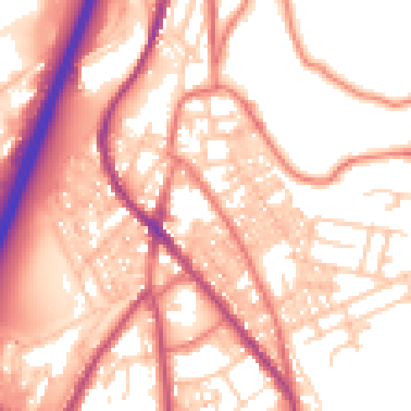 Daytime road noise heatmap for BB4 5NY