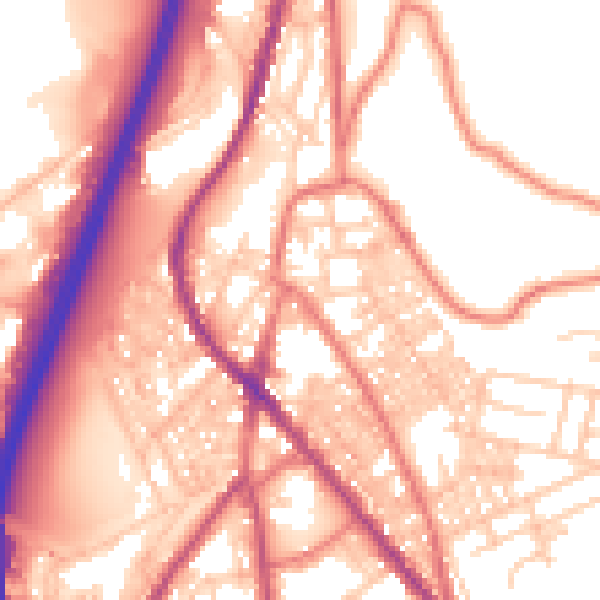 Daytime road noise heatmap for BB4 5PN