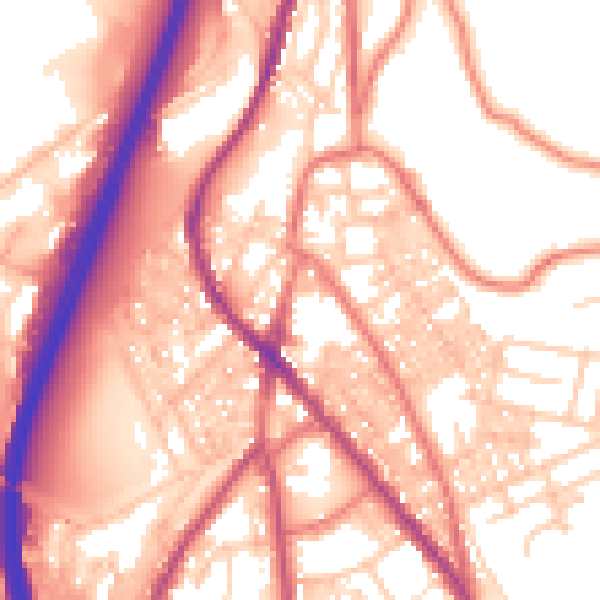 Daytime road noise heatmap for BB4 5QT