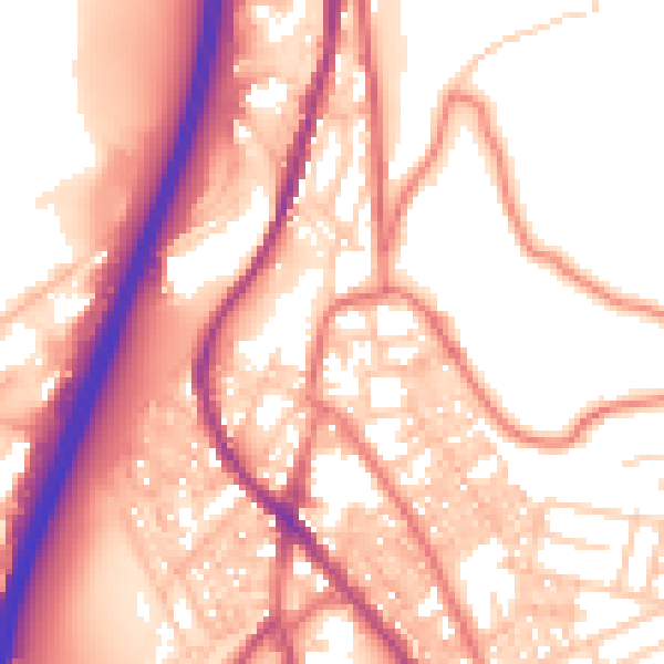 Daytime road noise heatmap for BB4 5QU