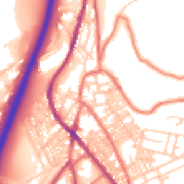 Daytime road noise heatmap for BB4 5RX