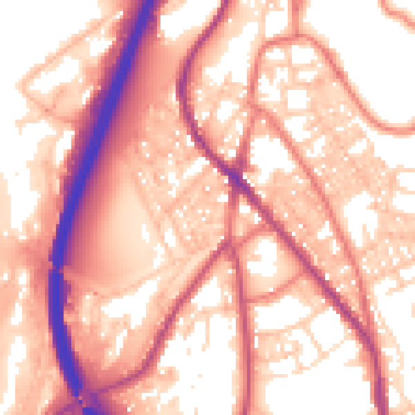 Daytime road noise heatmap for BB4 5SU