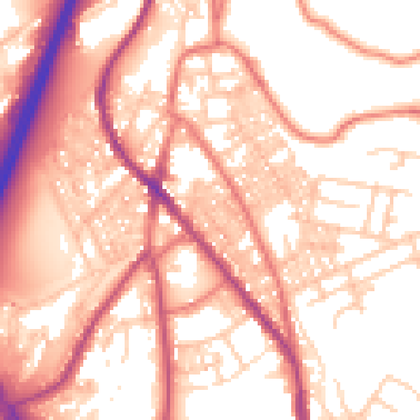 Daytime road noise heatmap for BB4 5TD