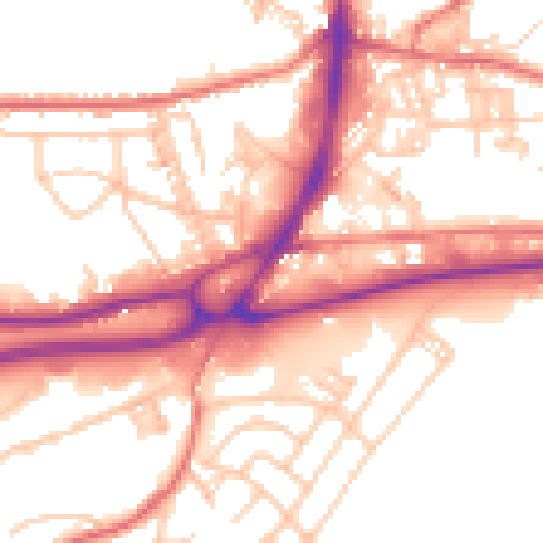 Daytime road noise heatmap for BB4 6AA