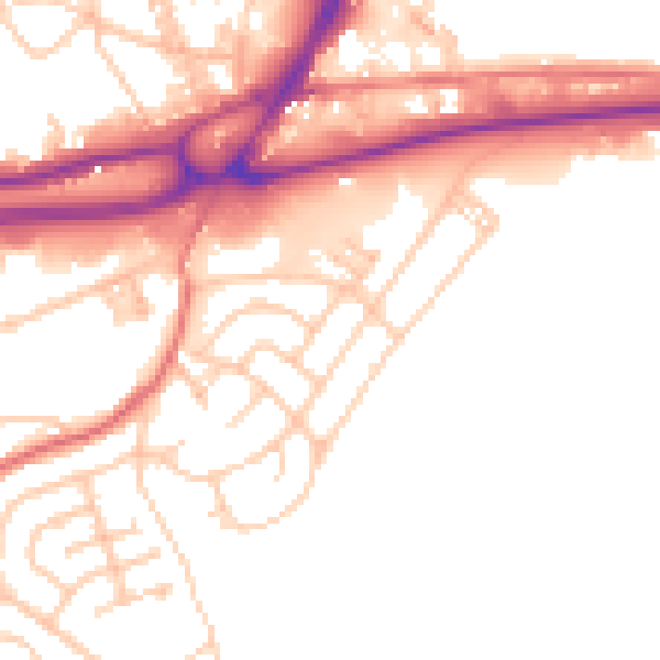 Daytime road noise heatmap for BB4 6AS