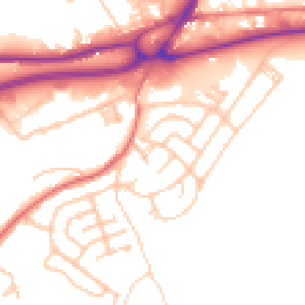 Daytime road noise heatmap for BB4 6AX